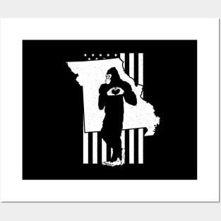 Missouri Bigfoot American Flag Posters and Art